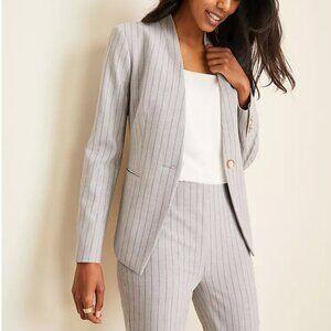 Ann Taylor Petite Cutaway Blazer in Pinstripe Bi-Stretch 00P